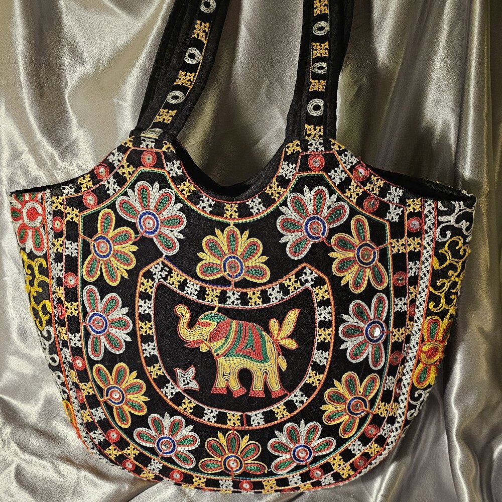 Rajasthan Embroidery Style Elephant Tote